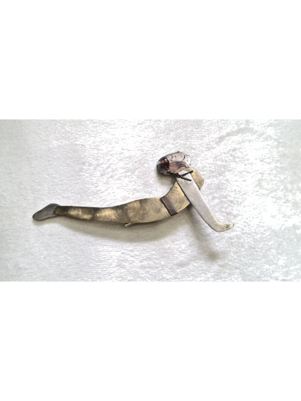 Vintage Brass & Silver-Tone Modernist Brooch 2.5" x 1.5"